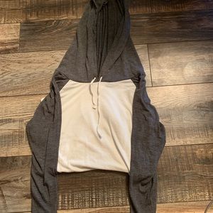 White hooded long sleeve shirt